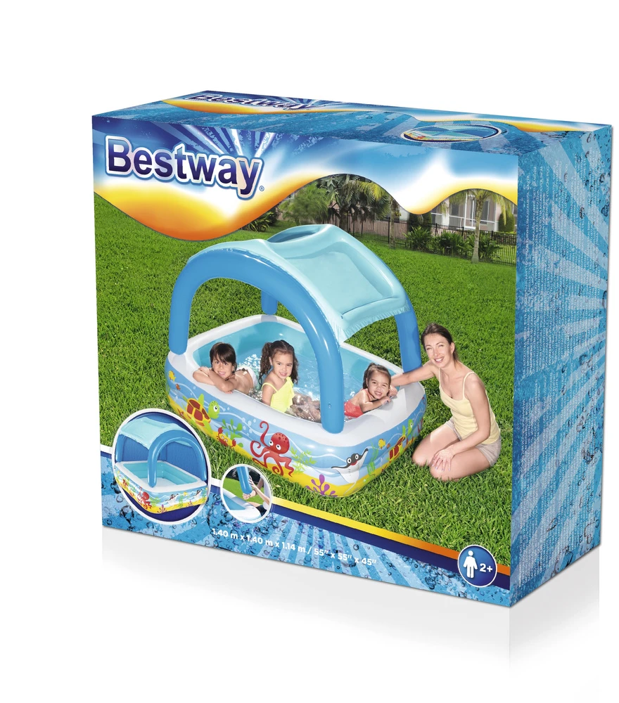 Bestway pripučiamas baseinas su stogeliu, 140x140x114 cm