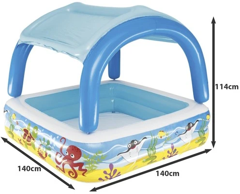 Basen/ Pripučiamas vaikų baseinas su stogu 140 x 140 x 114 cm Bestway 52192