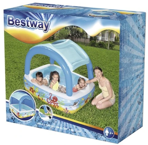 Basen/ Pripučiamas vaikų baseinas su stogu 140 x 140 x 114 cm Bestway 52192
