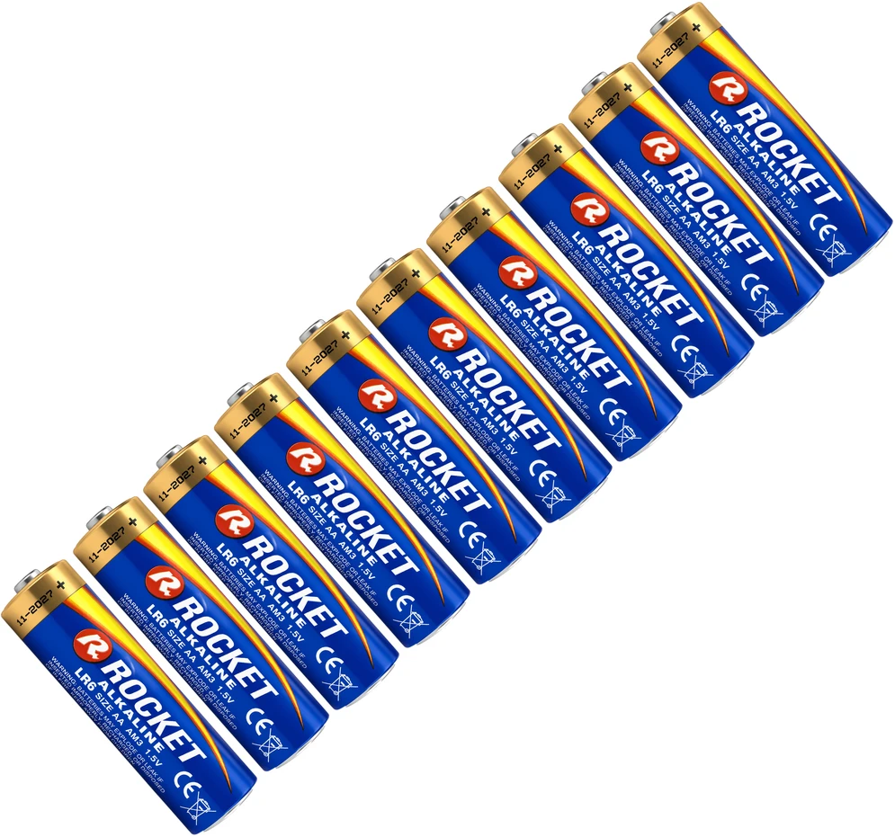 Baterie 10 Szt Alkaliczne Rocket LR06 AA 1,5V LR6 Bateria Rinkinys Paluszki
