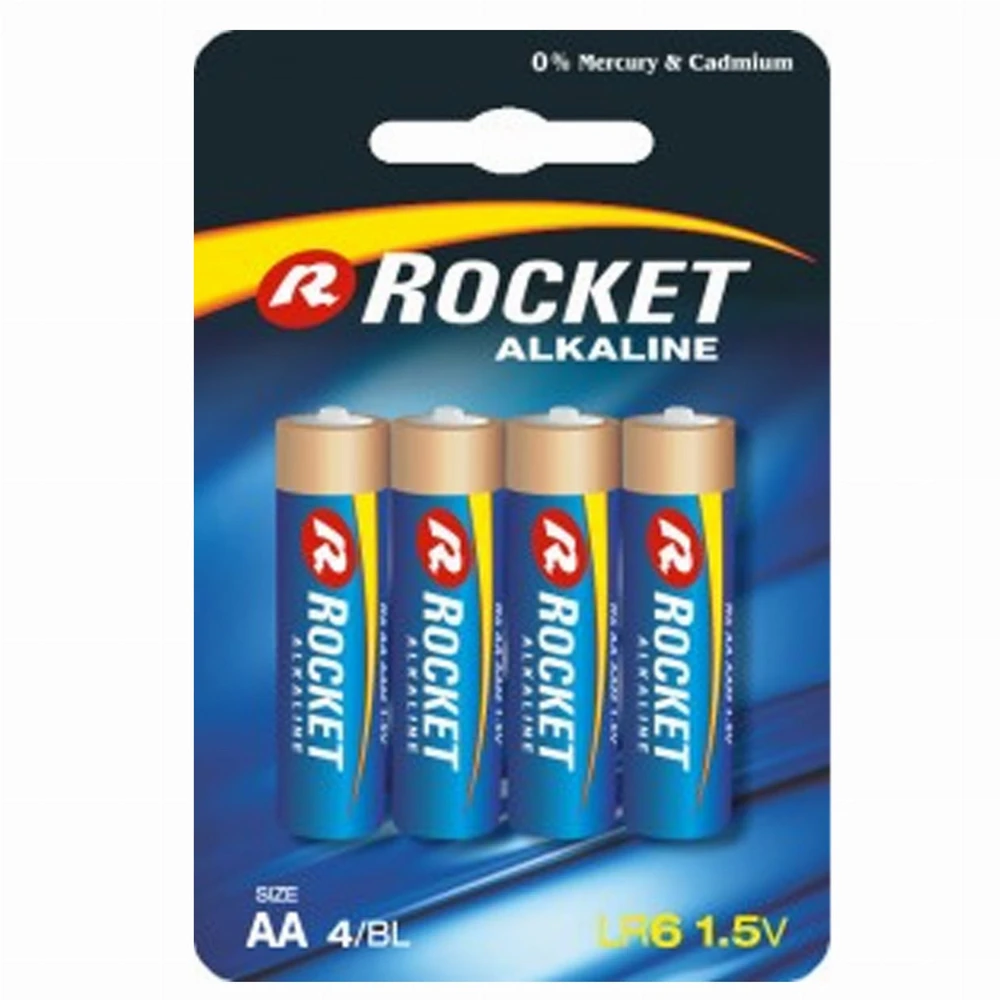 Didmeninė pakuotė Realb2B Baterijos 4 vnt. Šarminės Rocket LR06 AA 1,5V LR6 Baterijų rinkinys Piršteliai