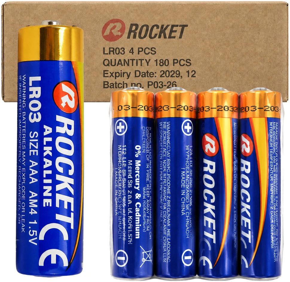 Baterie 45x4 Szt Alkaliczne Rocket LR03 AAA 1,5V LR3 Bateria Rinkinys Paluszki