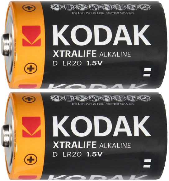 Baterie Kodak XTRALIFE šarminės KD-2 LR20 baterijos, 2 vnt.