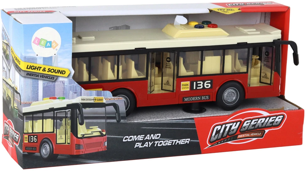 Lean Toys Miesto autobusas su garsais ir šviesomis, 1:16