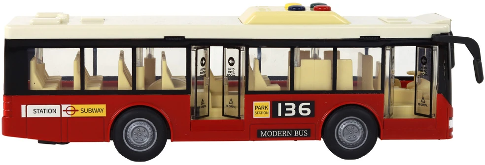Lean Toys Miesto autobusas su garsais ir šviesomis, 1:16