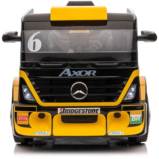Lean Cars Vienvietis elektromobilis su priekaba Mercedes-Benz Axor XMX622, geltonas