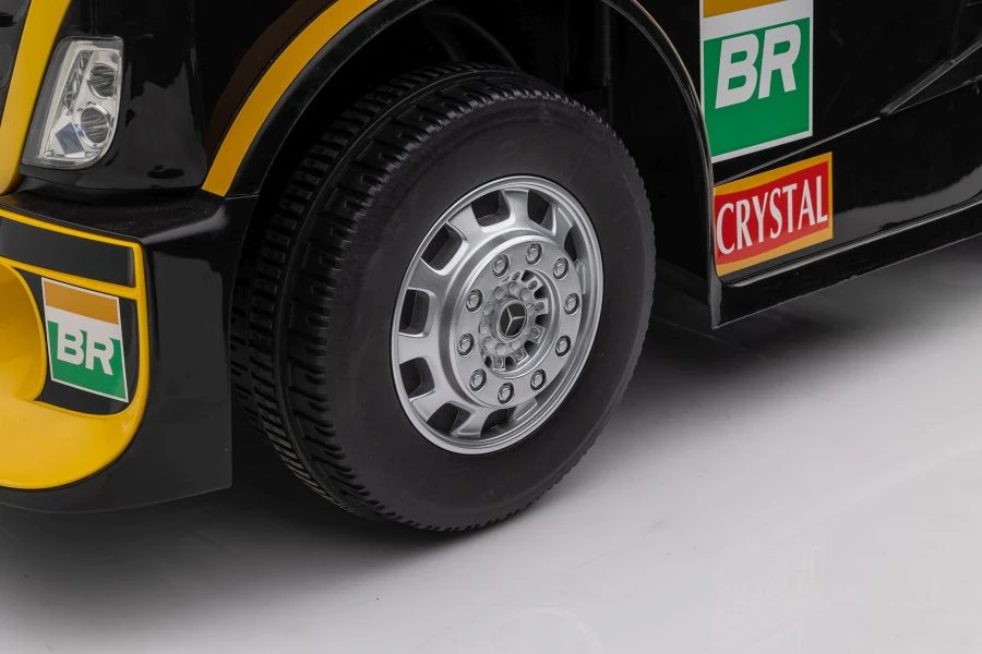 Lean Cars Vienvietis elektromobilis su priekaba Mercedes-Benz Axor XMX622, geltonas