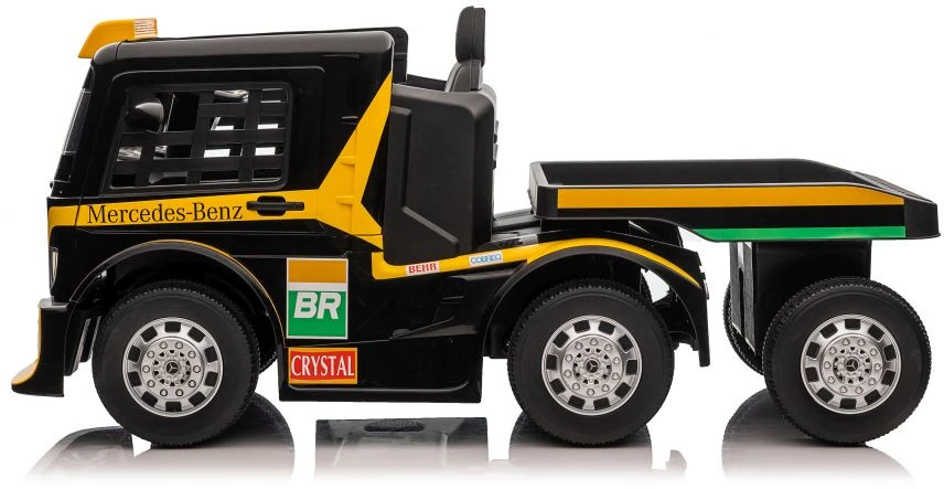 Lean Cars Vienvietis elektromobilis su priekaba Mercedes-Benz Axor XMX622, geltonas