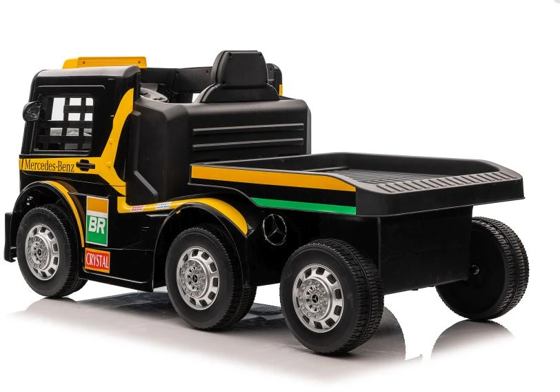Lean Cars Vienvietis elektromobilis su priekaba Mercedes-Benz Axor XMX622, geltonas