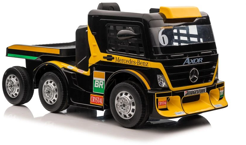 Lean Cars Vienvietis elektromobilis su priekaba Mercedes-Benz Axor XMX622, geltonas
