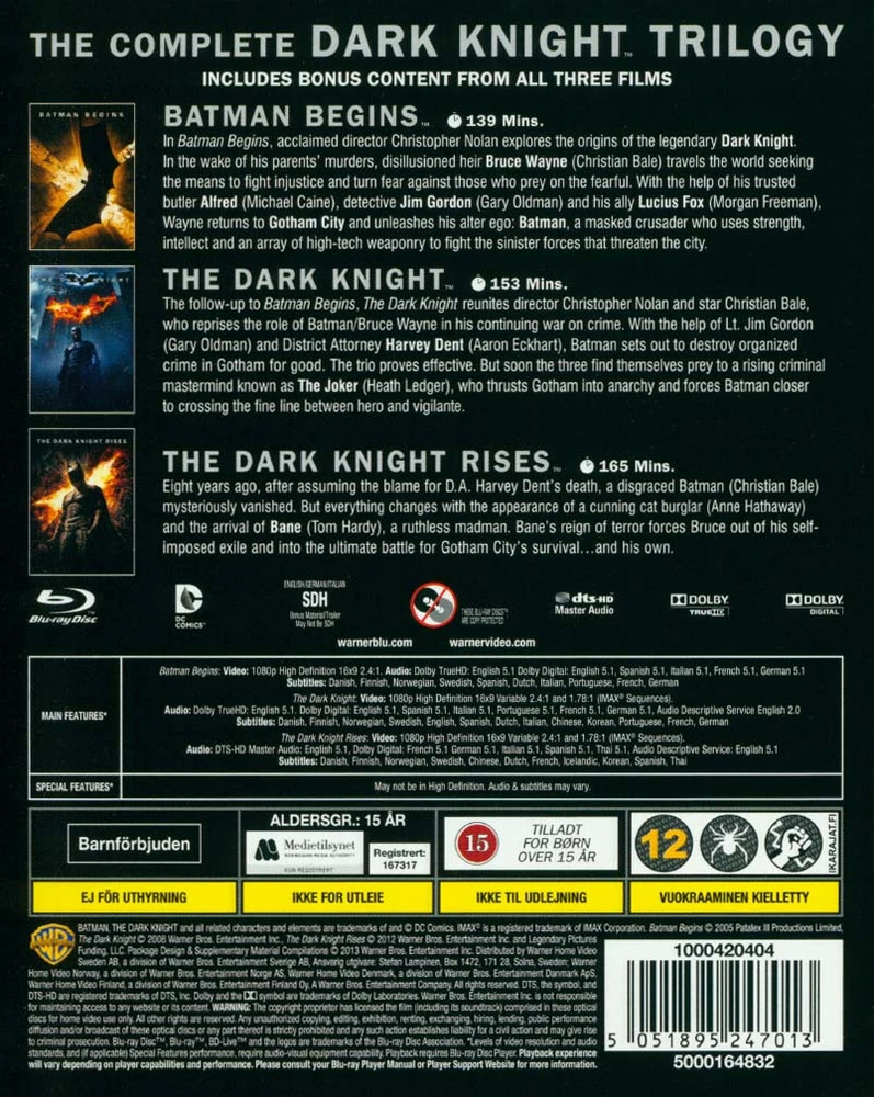 Batman Tamsos riterio trilogija (5 diskų) („Blu-ray“)