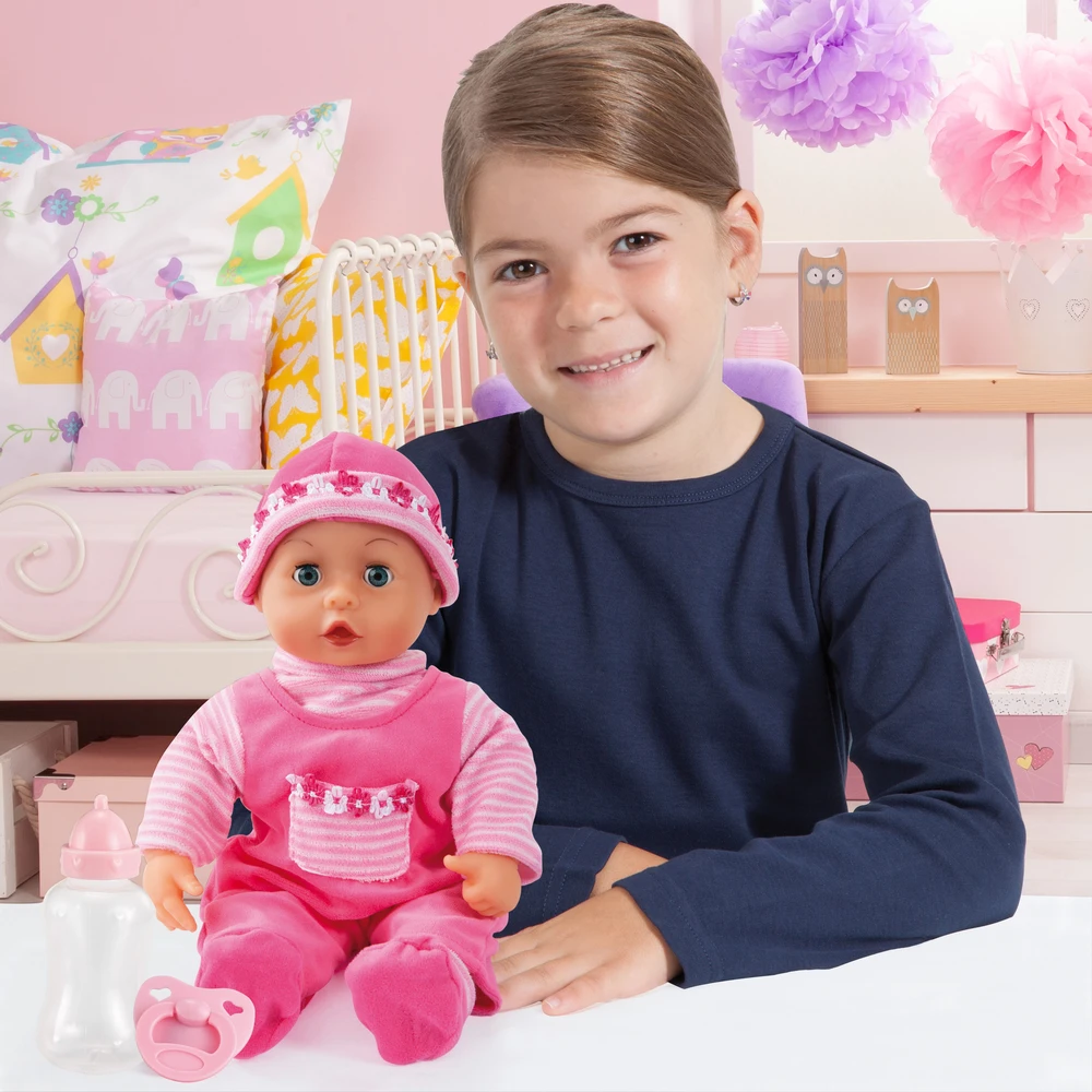 Bayer Design Bayer - Lėlė - Pirmieji žodžiai kūdikiui - Rožinė 38 cm (93825AA)