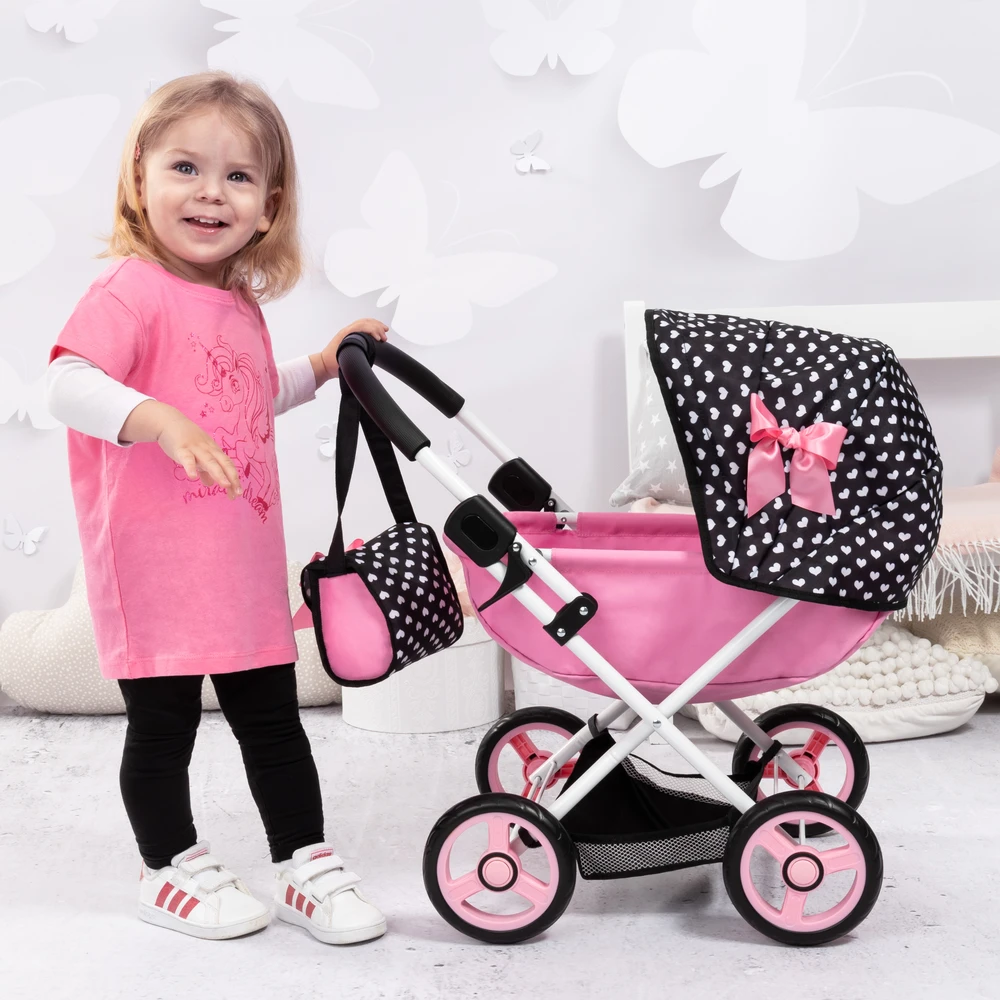 Bayer Design Bayer - Lėlių vežimėlis Cosy - Juodas/Rožinis (12760AA)