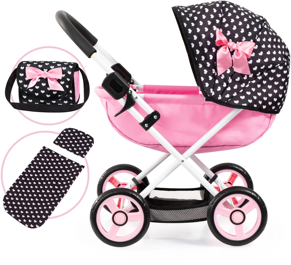 Bayer Design Bayer - Lėlių vežimėlis Cosy - Juodas/Rožinis (12760AA)