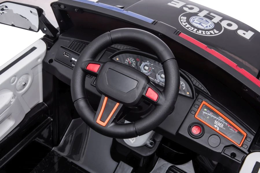 Lean Cars Vienvietis policijos elektromobilis BBH-021, baltas