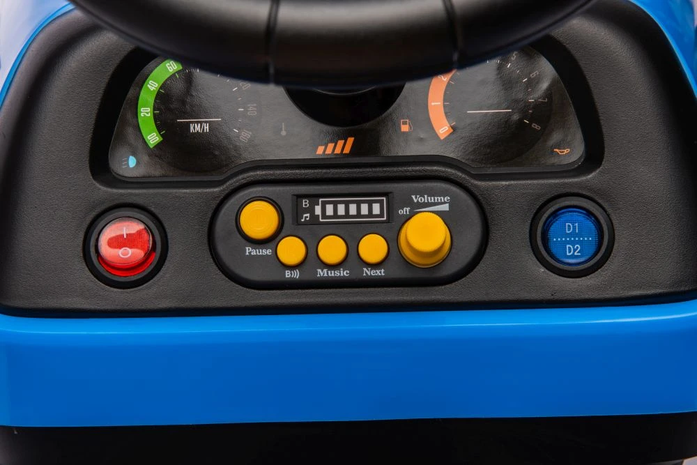 Lean Cars Vienvietis elektrinis traktorius su priekaba vaikams BBH-030, mėlynas