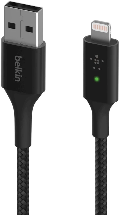 „Belkin“ išmanusis LED USB-A į „Lightning“ laidas, juodas
