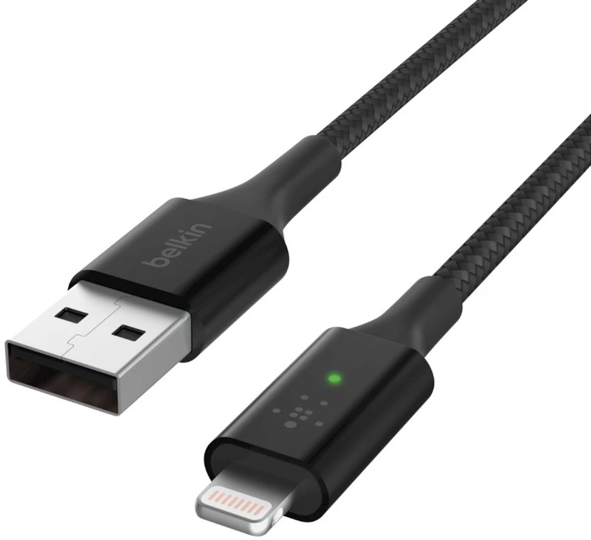 „Belkin“ išmanusis LED USB-A į „Lightning“ laidas, juodas