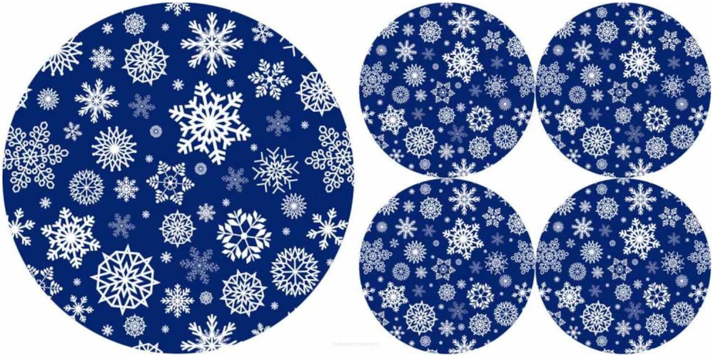 BERTONI EE apvalių stalo kilimėlių rinkinys 1+4 - SNOW