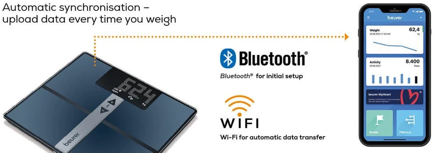Beurer BF 980 diagnostinės vonios svarstyklės su „Bluetooth“ – 5 metų garantija