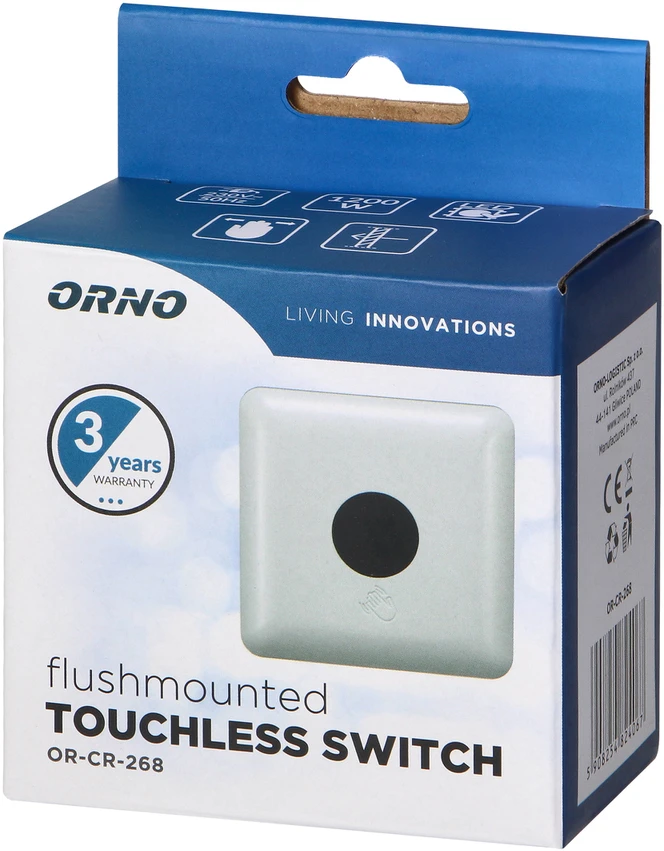Orno Bezdotykowy Bekontaktis įleidžiamas jungiklis 5 cm, IP20, 1200 W