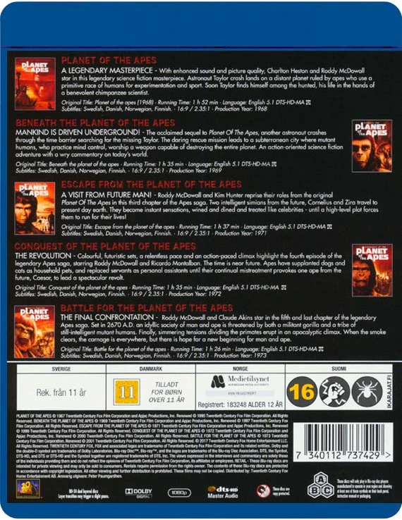 Beždžionių planetos kolekcija (5 diskų) („Blu-Ray“)