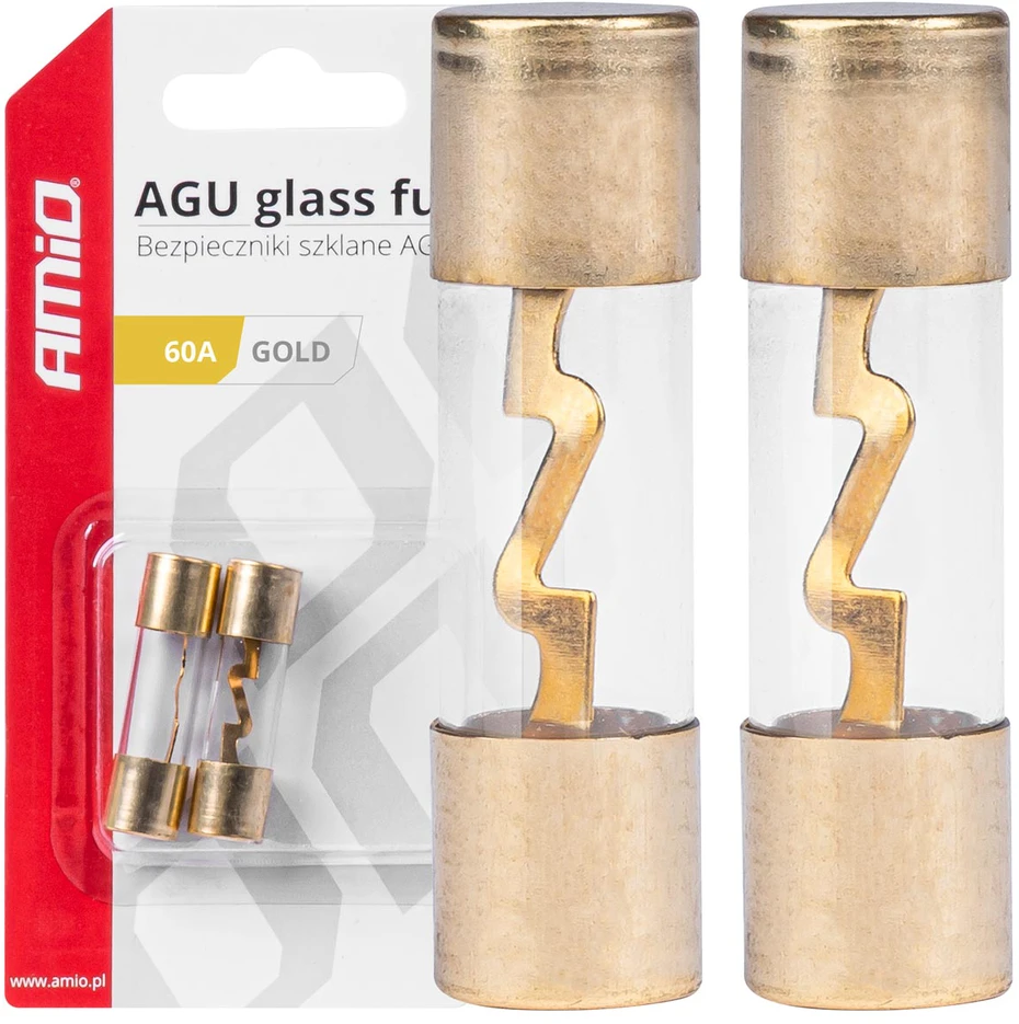Agu stikliniai saugikliai, 2 vnt., 60A, amio-03487