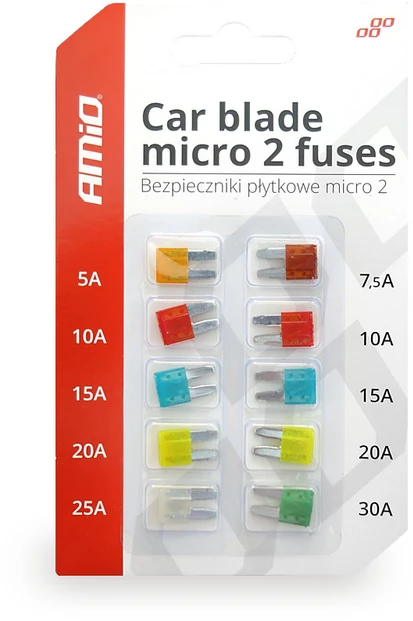 „Micro 2“ automobilio saugiklių rinkinys (10 vnt.) amio-02331