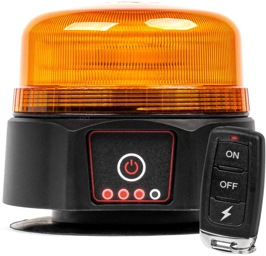 Belaidė LED įspėjamoji lempa su nuotoliniu valdymu R65 R10 12/24V AMIO-03932
