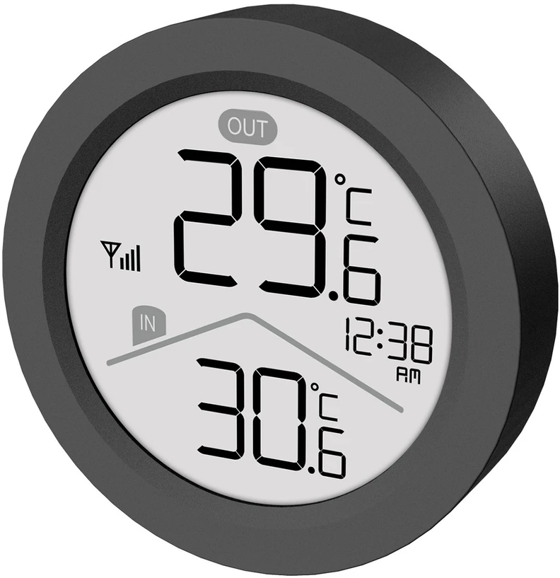 „GreenBlue“ belaidė meteorologinė stotelė, įėjimo/išėjimo temperatūra, laikrodis, pasirenkami °C / °F, veikimo nuotolis iki 60 m, juoda, GB162 B