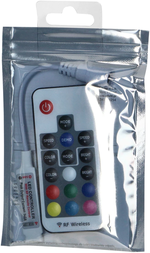 Orno Bezprzewodowy Belaidis RGB LED juostos valdiklis su nuotolinio valdymo pultu, 17 mygtukų, 12V, 6A, 72W