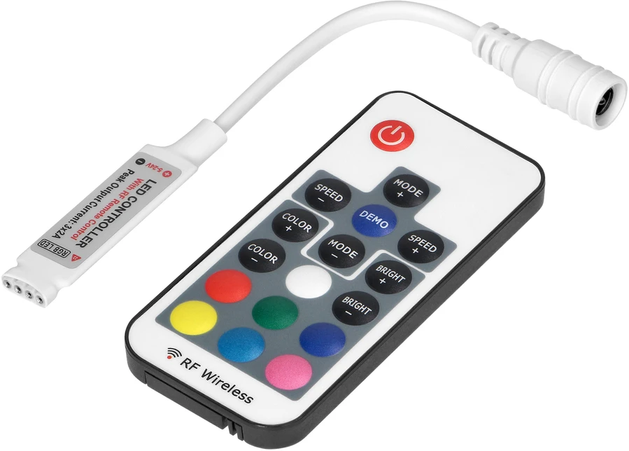 Orno Bezprzewodowy Belaidis RGB LED juostos valdiklis su nuotolinio valdymo pultu, 17 mygtukų, 12V, 6A, 72W
