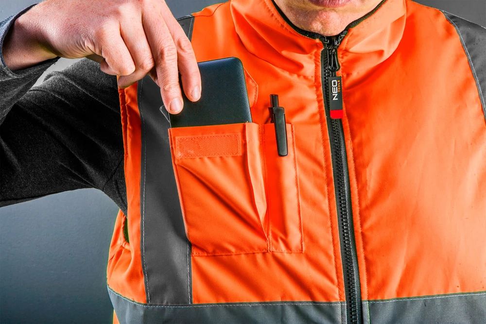 Bezrękawnik Darbo liemenė, dvipusė, su šviesą atspindinčia danga iš vienos pusės, oranžinė, S/48 dydis