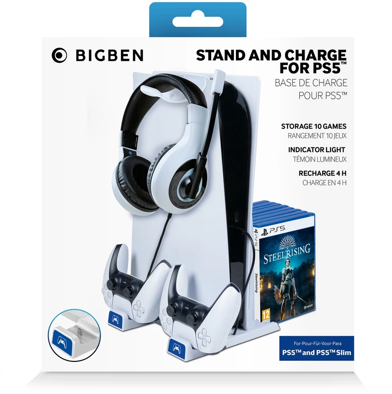 BIG BEN PS5/PS5 Slim Console stovas su DualSense įkrovikliu