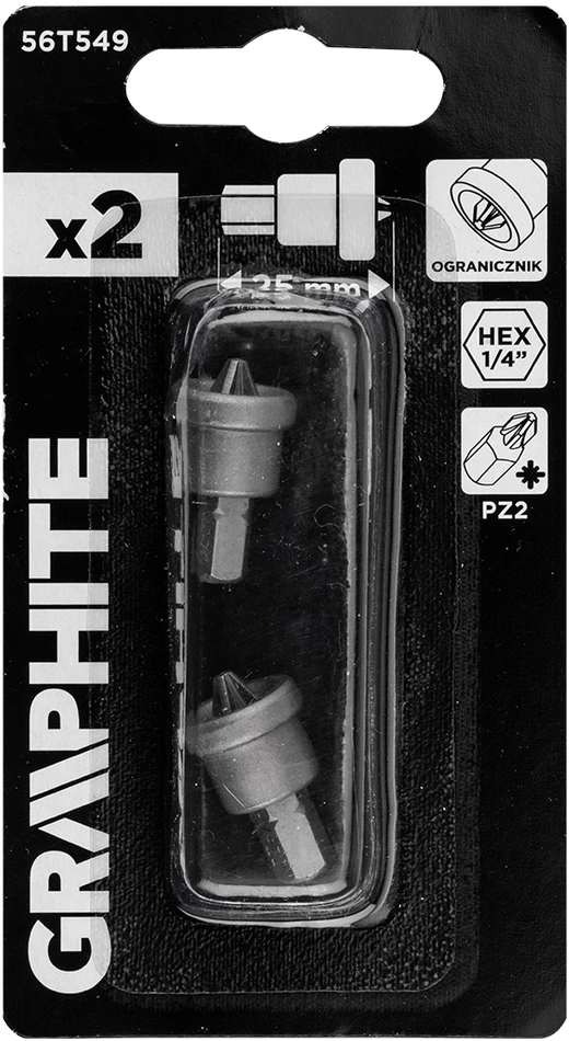 Graphite Bity Antgaliai su atrama PZ2 x 25 mm, 2 vnt.