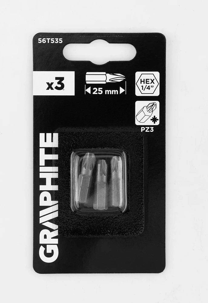 Graphite Bity PZ3 x 25 mm antgaliai, 3 vnt.