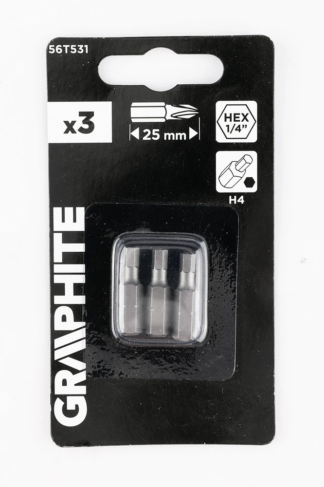 Graphite Bity Šešiakampiai antgaliai H4 x 25 mm, 3 vnt.