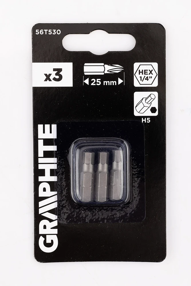 Graphite Bity Šešiakampiai antgaliai H5 x 25 mm, 3 vnt.