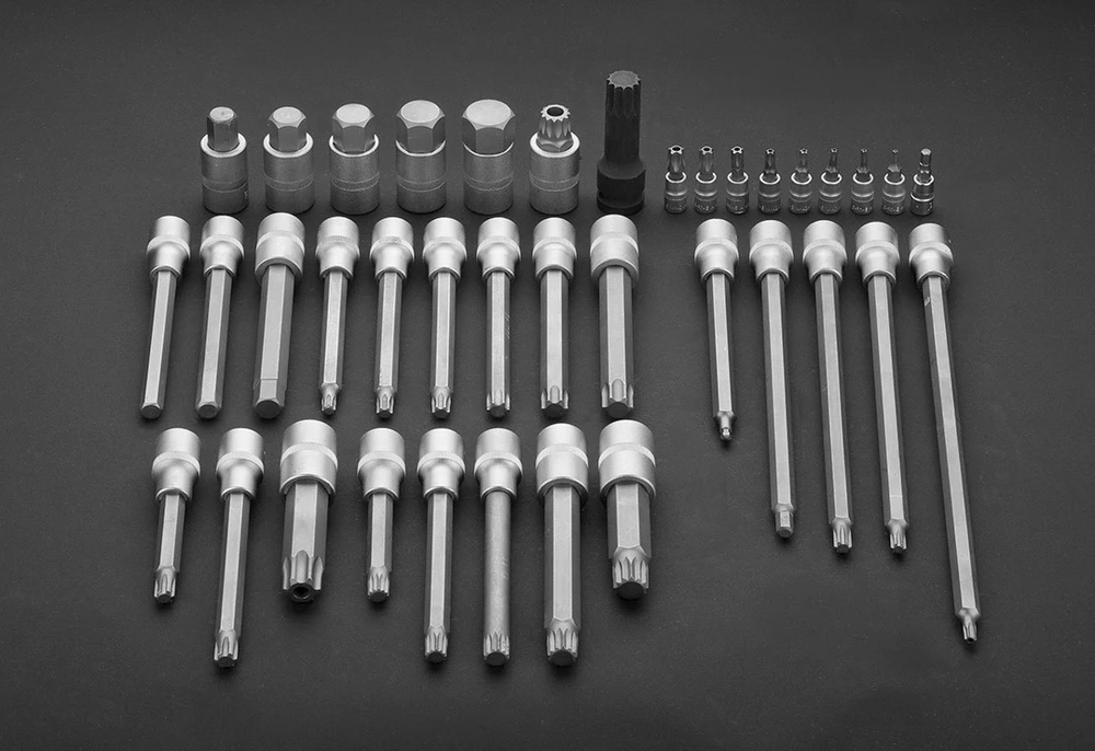 Neo Tools 38 dalių Torx ir Spline antgalių rinkinys su TUV sertifikatu