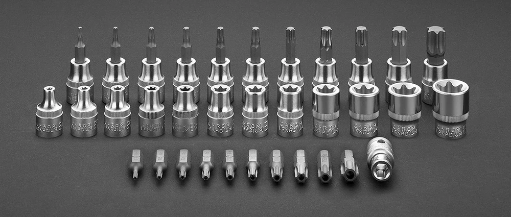 Neo Tools Bity Torx 3/8" antgalių rinkinys, 34 vnt.