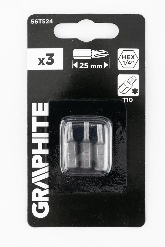 Graphite Bity Torx antgaliai T10 x 25 mm, 3 vnt.