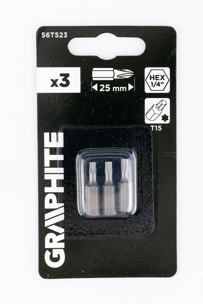 Graphite Bity Torx antgaliai T15 x 25 mm, 3 vnt.