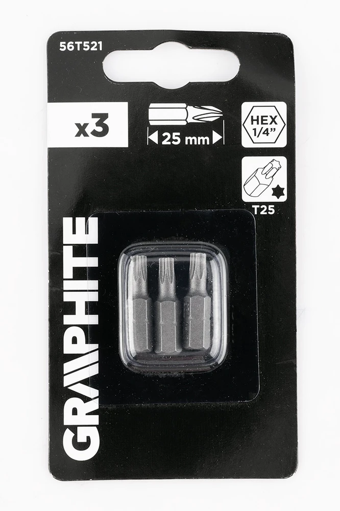 Graphite Bity Torx antgaliai T25 x 25 mm, 3 vnt.