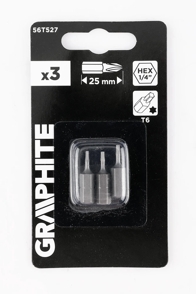 Graphite Bity Torx antgaliai T6 x 25 mm, 3 vnt.