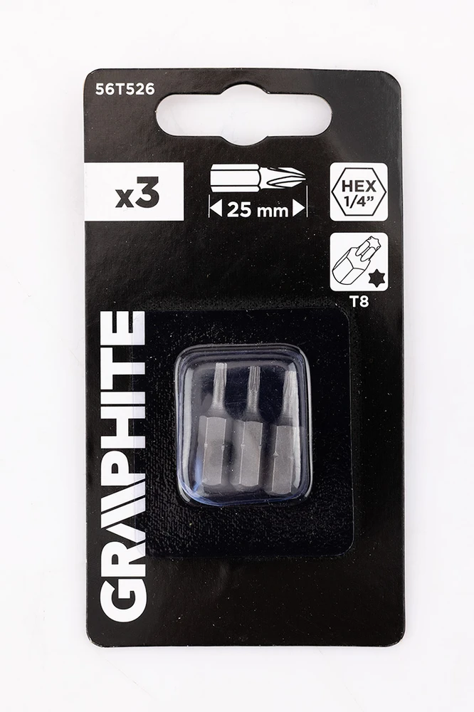 Graphite Bity Torx antgaliai T8 x 25 mm, 3 vnt.