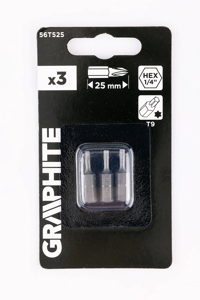 Graphite Bity Torx antgaliai T9 x 25 mm, 3 vnt.