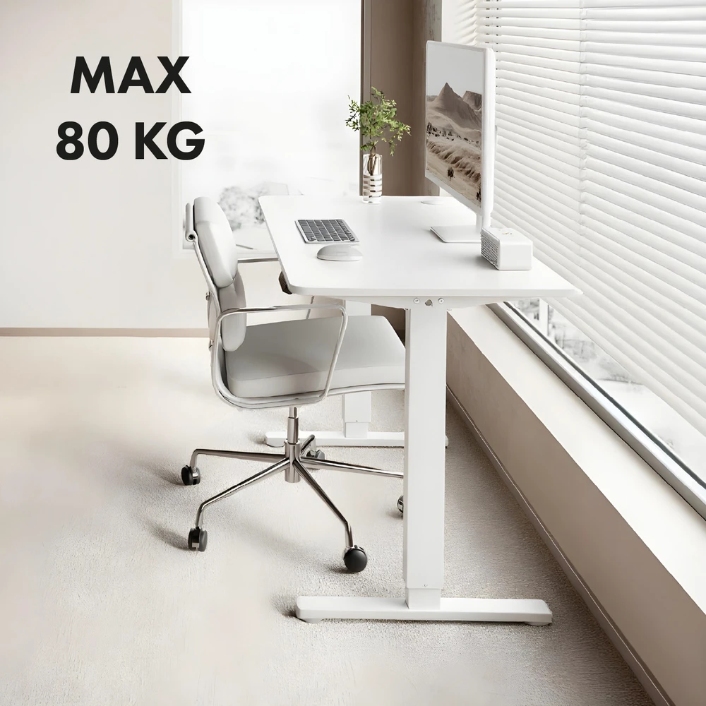 Biurko Ergo Office elektrinis aukščio reguliavimo stalas, maks. aukštis 1160 mm, maks. apkrova - 80 kg, be stalviršio, darbui sėdint arba stovint, baltas, ER-400