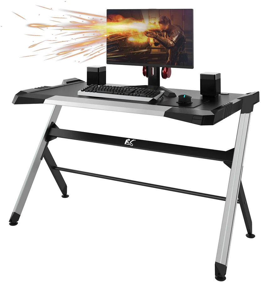 Biurko Žaidimų stalas, juodas, didelis, RGB LED, NanoRS RS150, maks. 50 kg, aukštis 780 mm