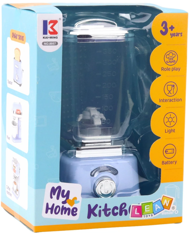 Lean Toys Vaikiškas virtuvės blenderis su šviesos efektais, mėlynas