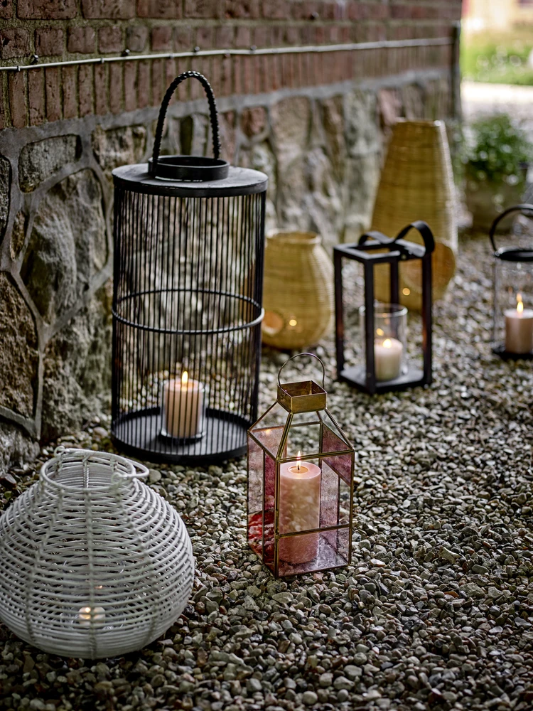 Bloomingville – Drew Lantern – rožė – stiklas
